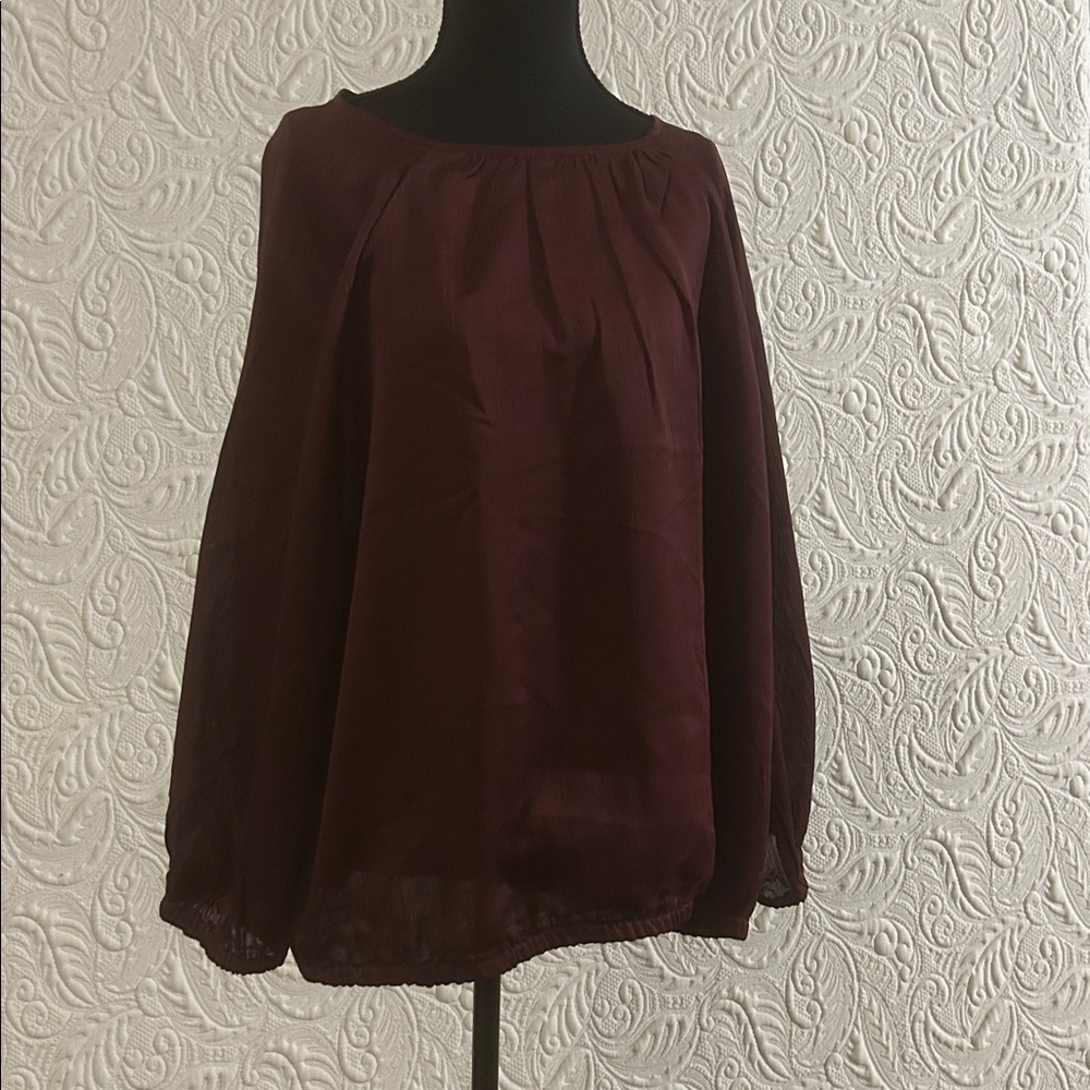 LOFT Deep Red Long Sleeve Top